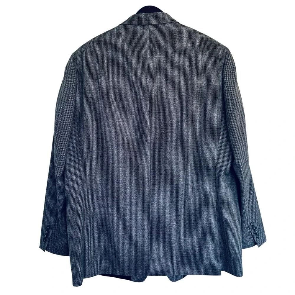 Calvin Klein 48L Gray Black Houndstooth Wool Blazer 2 Button Double Vent Sport